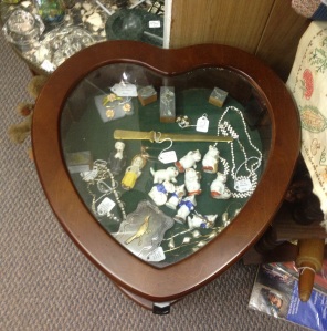 Heart-shaped curio table I photographed in an antique store.