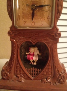 Vintage heart clock with a couple swinging: a gift I received from my husband